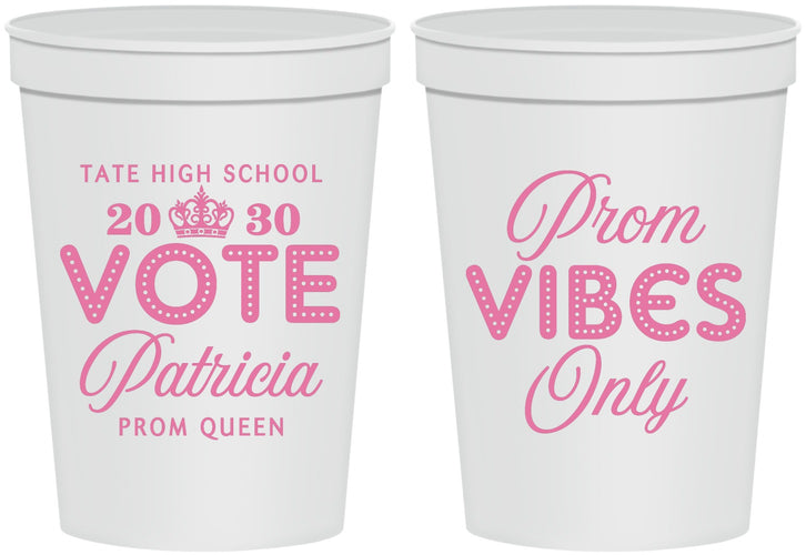 Personalized Prom 16 oz Stadium Cups - Queen Vote | 50017