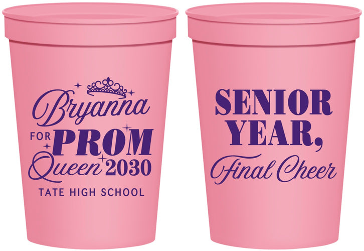 Personalized Prom 16 oz Stadium Cups - Queen Vote | 50018