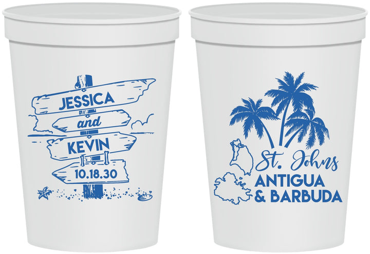 Personalized Wedding 16 oz Stadium Cups - Antigua And Barbuda | 503