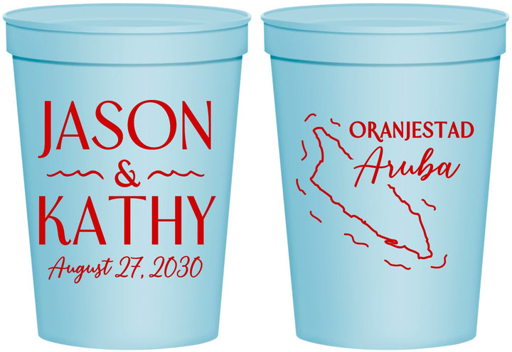 Personalized Wedding 16 oz Stadium Cups - Aruba | 504