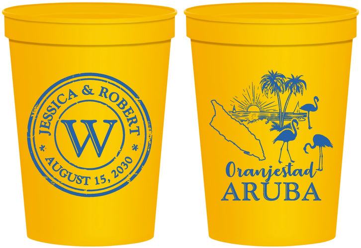 Personalized Wedding 16 oz Stadium Cups - Aruba | 505