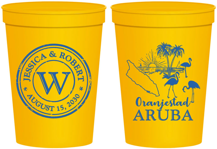 Personalized Wedding 16 oz Stadium Cups - Aruba | 505