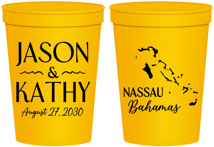 Personalized Wedding 16 oz Stadium Cups - Bahamas | 506