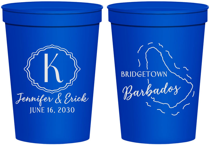 Personalized Wedding 16 oz Stadium Cups - Barbados | 508