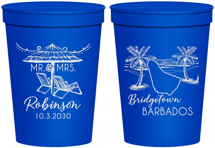 Personalized Wedding 16 oz Stadium Cups - Barbados | 509