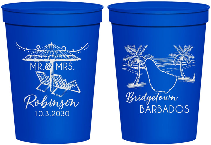 Personalized Wedding 16 oz Stadium Cups - Barbados | 509