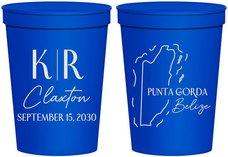Personalized Wedding 16 oz Stadium Cups - Belize | 510