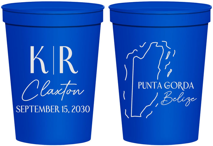 Personalized Wedding 16 oz Stadium Cups - Belize | 510