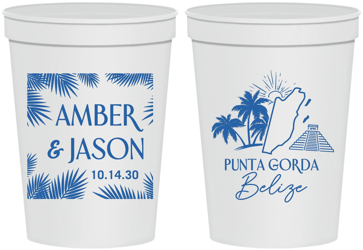 Personalized Wedding 16 oz Stadium Cups - Belize | 511