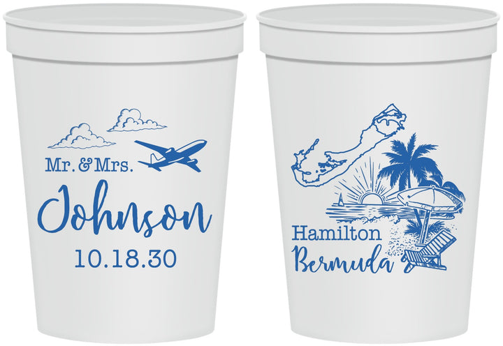 Personalized Wedding 16 oz Stadium Cups - Bermuda | 513