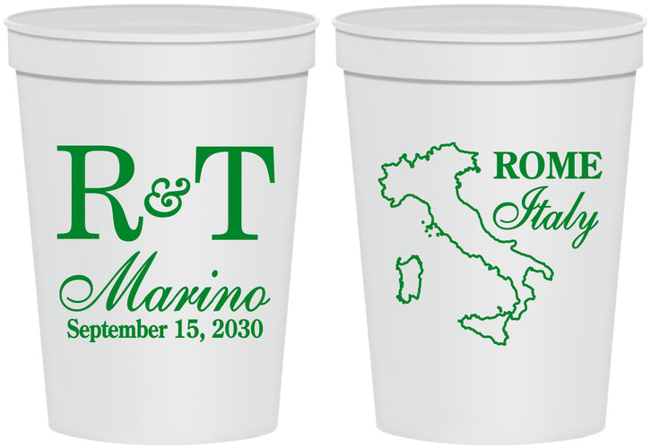 Personalized Wedding 16 oz Stadium Cups - Italy | 514