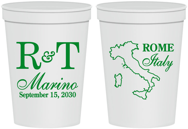 Personalized Wedding 16 oz Stadium Cups - Italy | 514