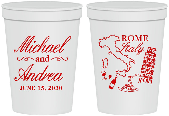 Personalized Wedding 16 oz Stadium Cups - Italy | 515
