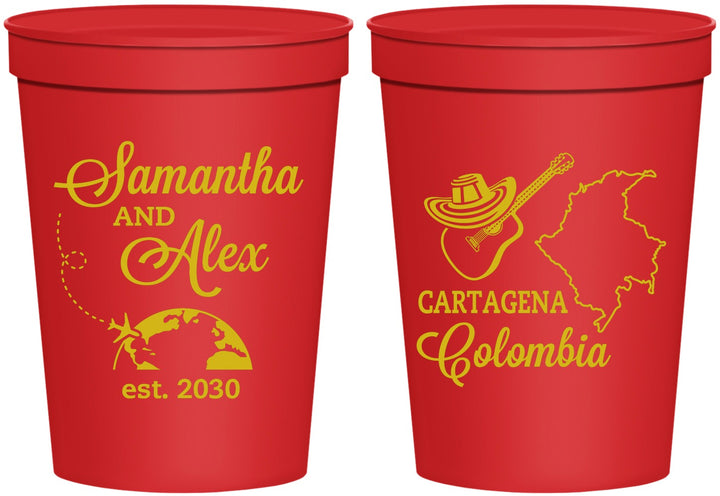 Personalized Wedding 16 oz Stadium Cups - Colombia | 517