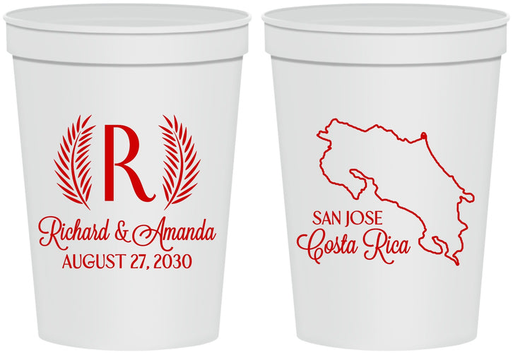Personalized Wedding 16 oz Stadium Cups - Costa Rica | 518