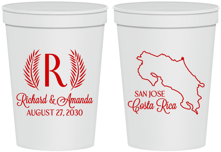 Personalized Wedding 16 oz Stadium Cups - Costa Rica | 518