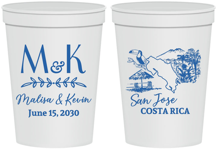 Personalized Wedding 16 oz Stadium Cups - Costa Rica | 519