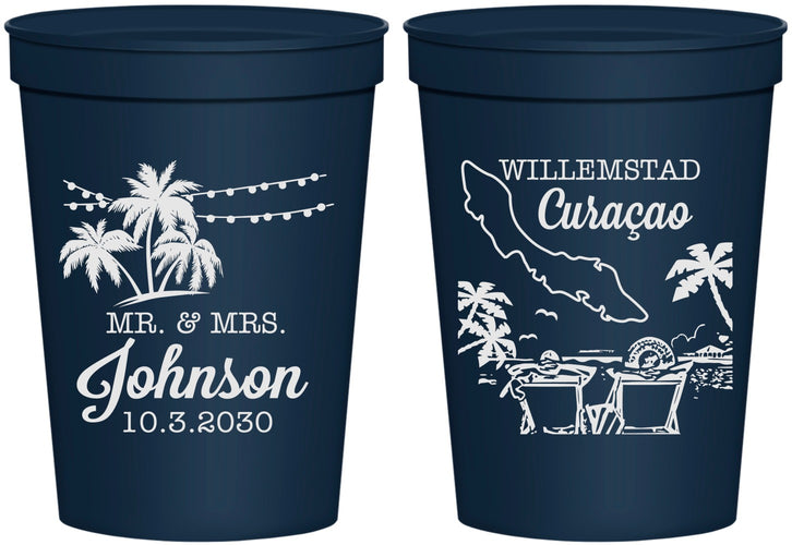 Personalized Wedding 16 oz Stadium Cups - Curacao | 521