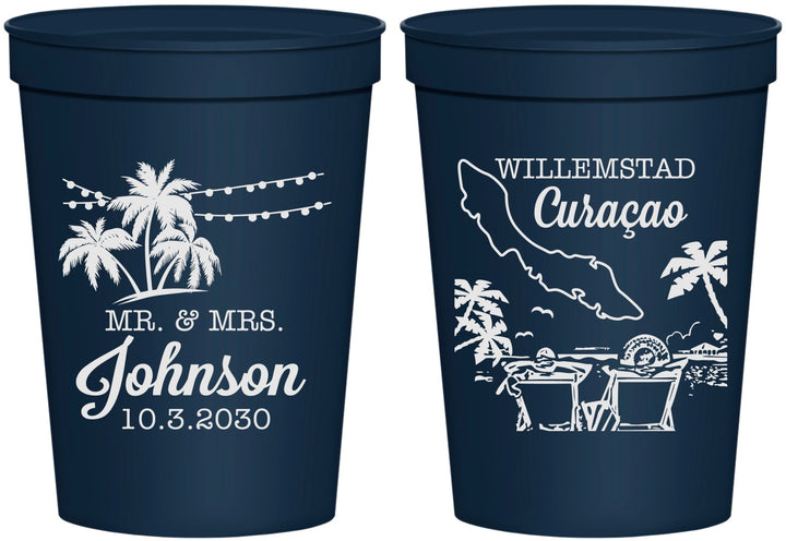Personalized Wedding 16 oz Stadium Cups - Curacao | 521