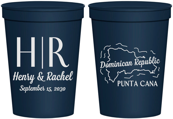 Personalized Wedding 16 oz Stadium Cups - Domincan Republic | 522