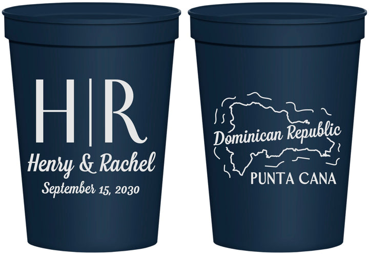Personalized Wedding 16 oz Stadium Cups - Domincan Republic | 522