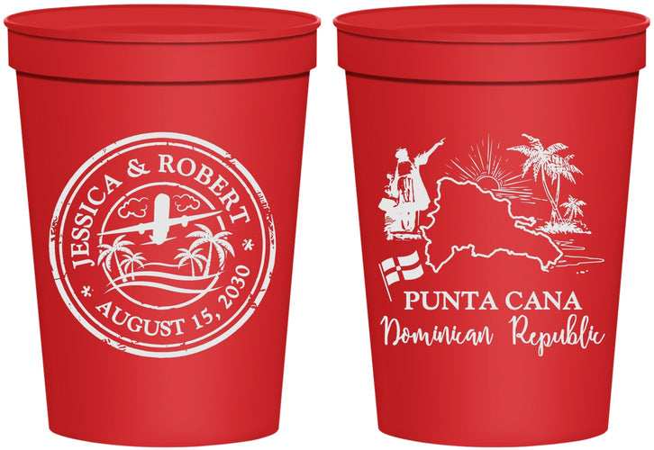 Personalized Wedding 16 oz Stadium Cups - Domincan Republic | 523