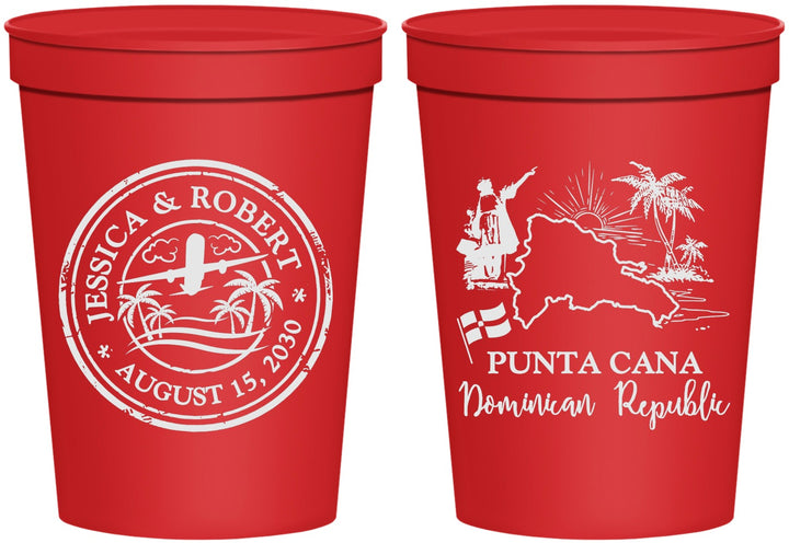 Personalized Wedding 16 oz Stadium Cups - Domincan Republic | 523
