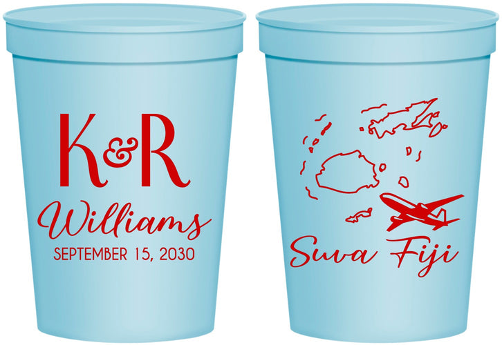 Personalized Wedding 16 oz Stadium Cups - Fiji | 524