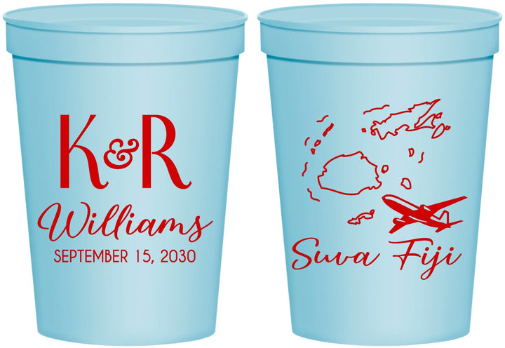 Personalized Wedding 16 oz Stadium Cups - Fiji | 524