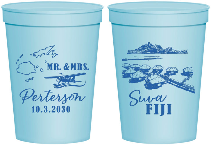 Personalized Wedding 16 oz Stadium Cups - Fiji | 525