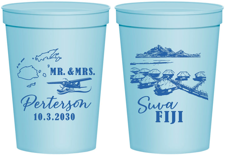 Personalized Wedding 16 oz Stadium Cups - Fiji | 525