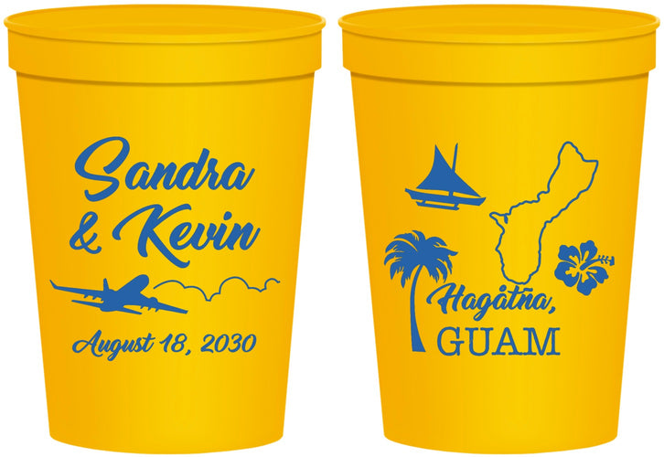 Personalized Wedding 16 oz Stadium Cups - Guam | 527