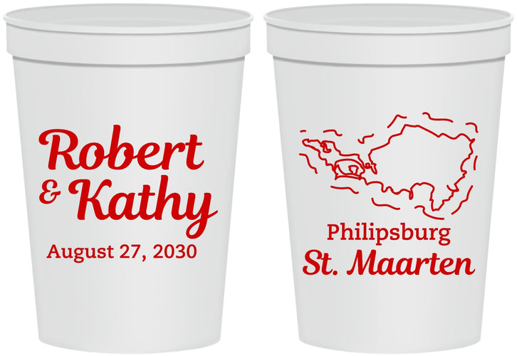Personalized Wedding 16 oz Stadium Cups - St Maarten | 542