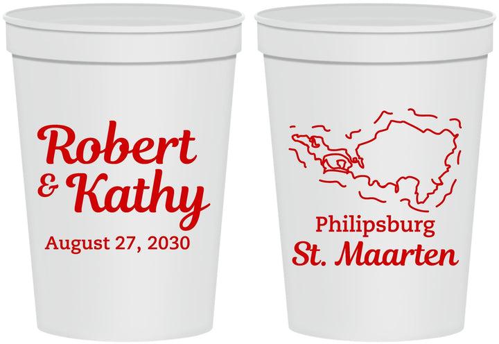 Personalized Wedding 16 oz Stadium Cups - St Maarten | 542