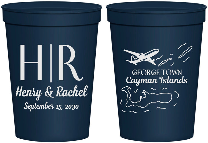 Personalized Wedding 16 oz Stadium Cups - Cayman Island | 544