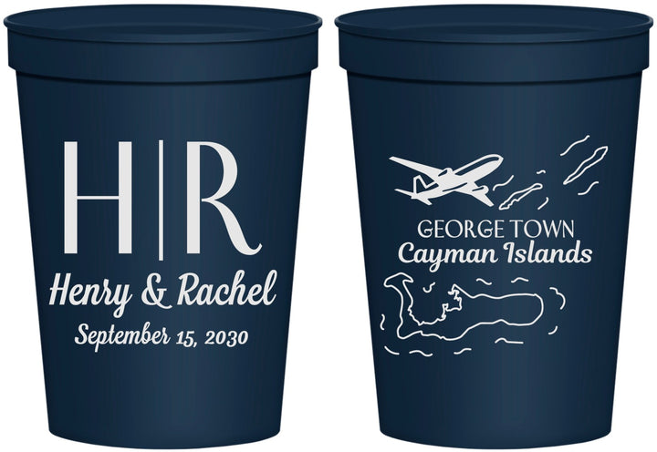 Personalized Wedding 16 oz Stadium Cups - Cayman Island | 544