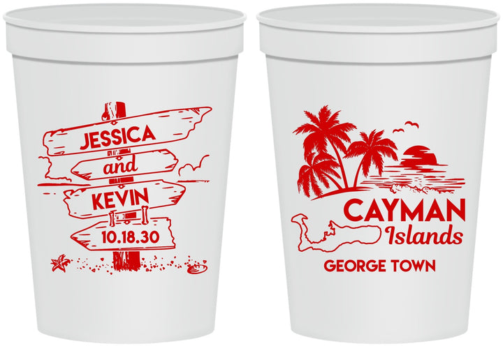 Personalized Wedding 16 oz Stadium Cups - Cayman Island | 545