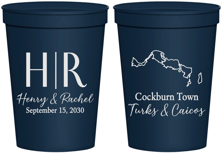 Personalized Wedding 16 oz Stadium Cups - Turks And Caicos | 546