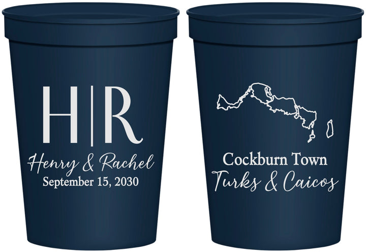 Personalized Wedding 16 oz Stadium Cups - Turks And Caicos | 546