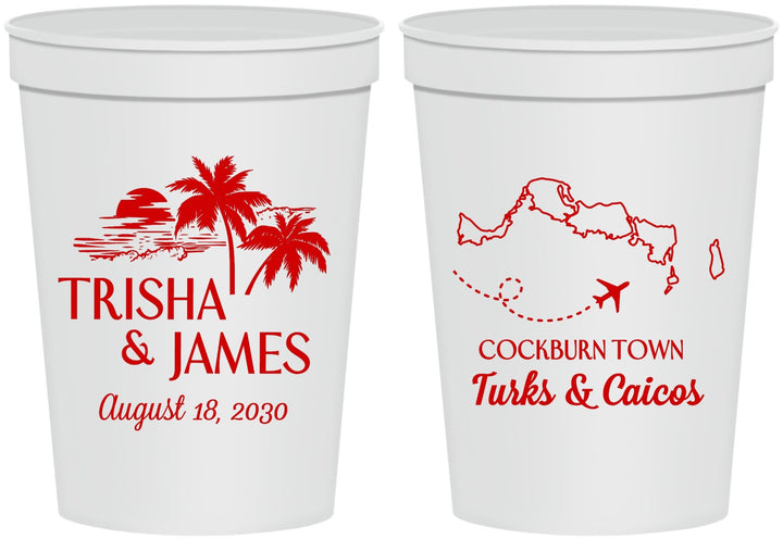 Personalized Wedding 16 oz Stadium Cups - Turks And Caicos | 547