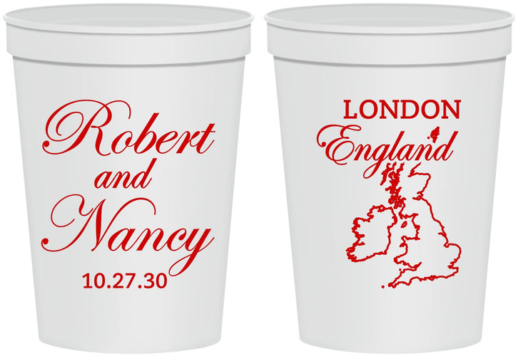 Personalized Wedding 16 oz Stadium Cups - England | 548
