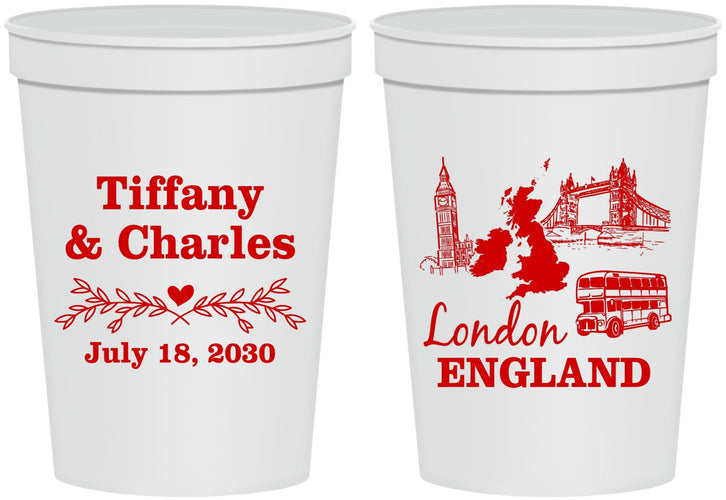 Personalized Wedding 16 oz Stadium Cups - England | 549
