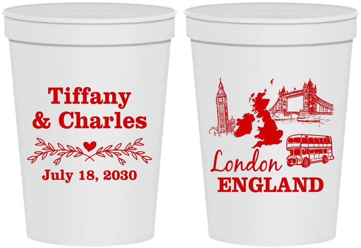 Personalized Wedding 16 oz Stadium Cups - England | 549