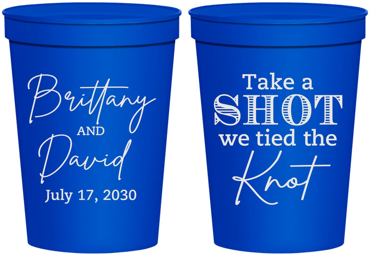 Personalized Wedding 16 oz Stadium Cups - Take A Shot We Tied The Knot | 550