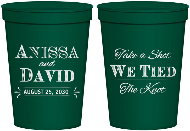 Personalized Wedding 16 oz Stadium Cups - Take A Shot We Tied The Knot | 551