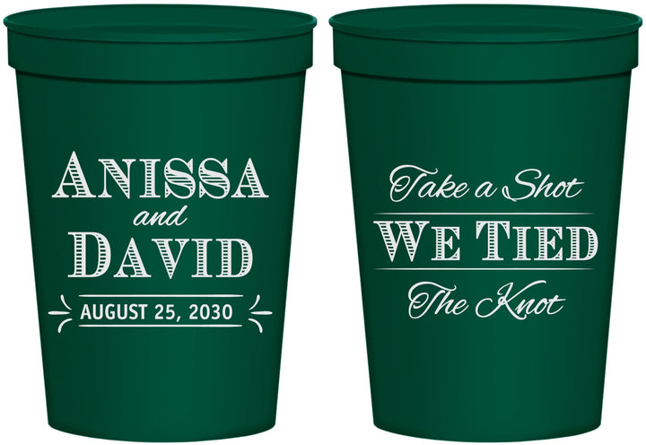 Personalized Wedding 16 oz Stadium Cups - Take A Shot We Tied The Knot | 551