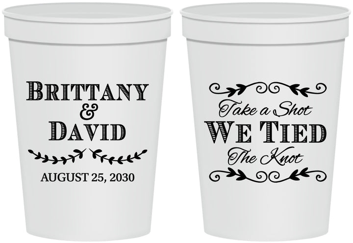 Personalized Wedding 16 oz Stadium Cups - Take A Shot We Tied The Knot | 552