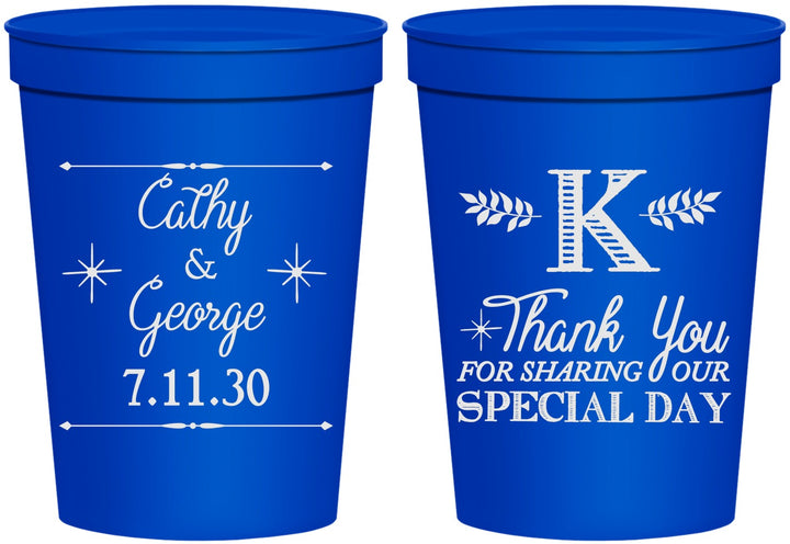 Personalized Wedding 16 oz Stadium Cups - Monogram | 556
