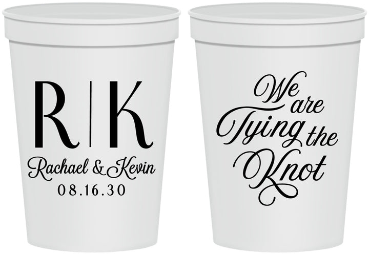 Personalized Wedding 16 oz Stadium Cups - Monogram Tying Knot | 559