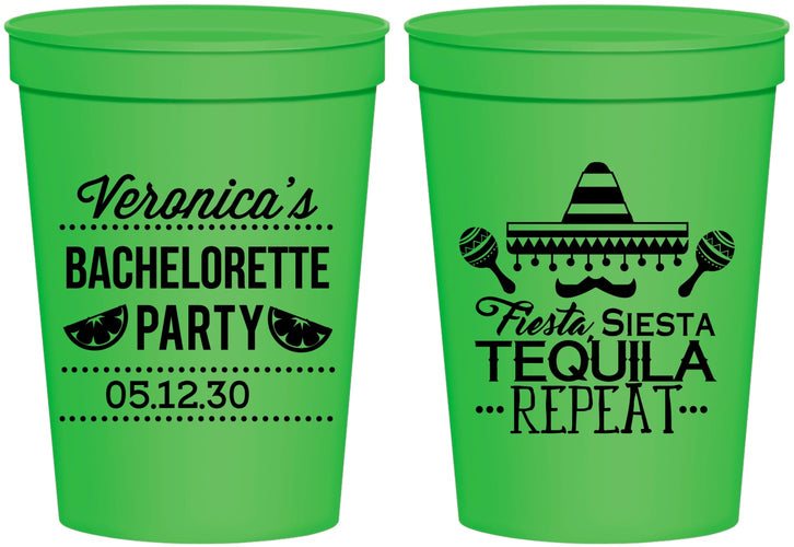 Personalized Bachelorette 16 oz Stadium Cups - Fiesta Siesta Tequila Repeat | 60000